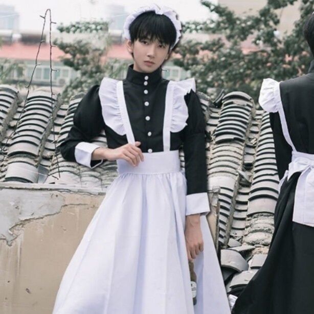 メイド服 クラシックフリル袖長袖メイド服衣装セット