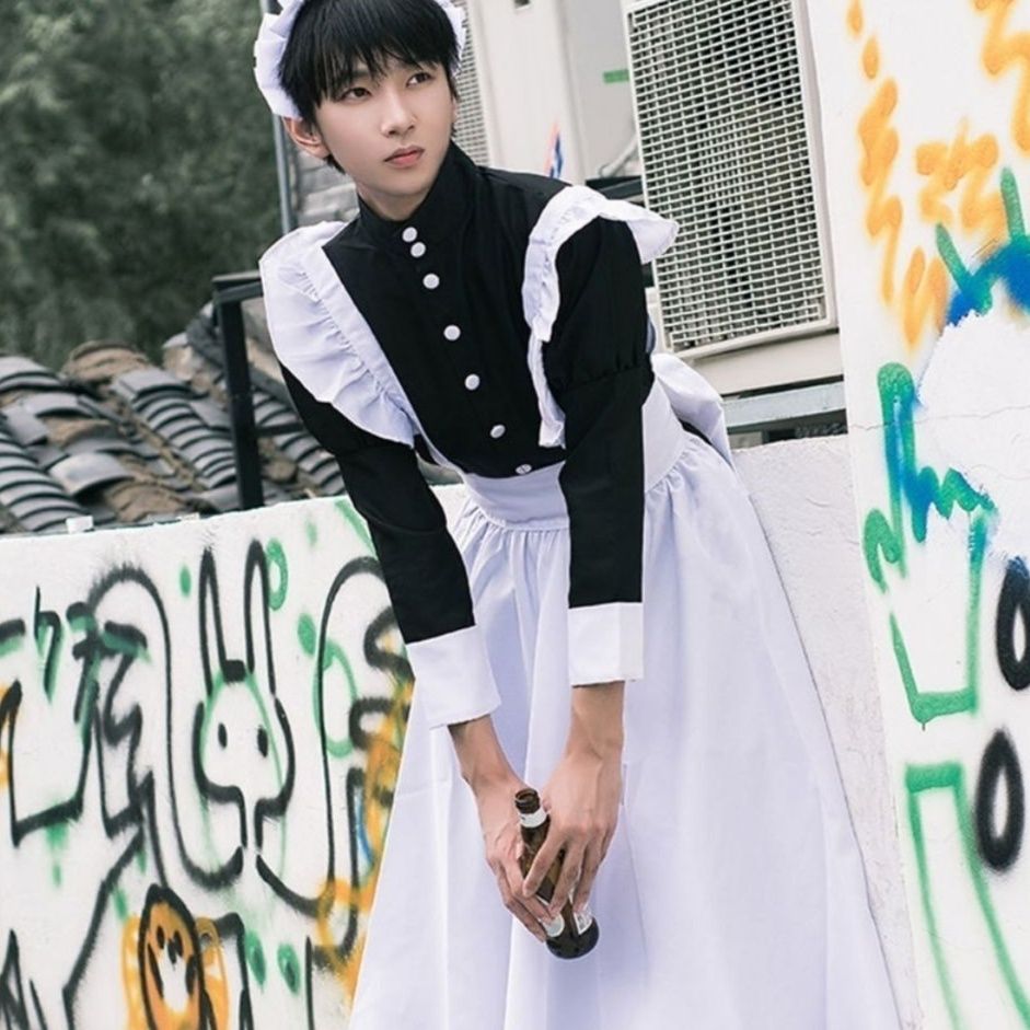 メイド服 クラシック背中リボン付きメイド風エプロン