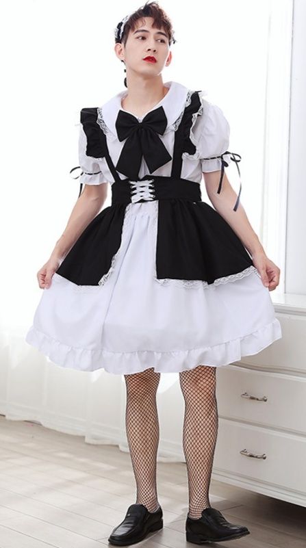 メイド服 優雅フリル付き清楚系コスプレ用衣装セット