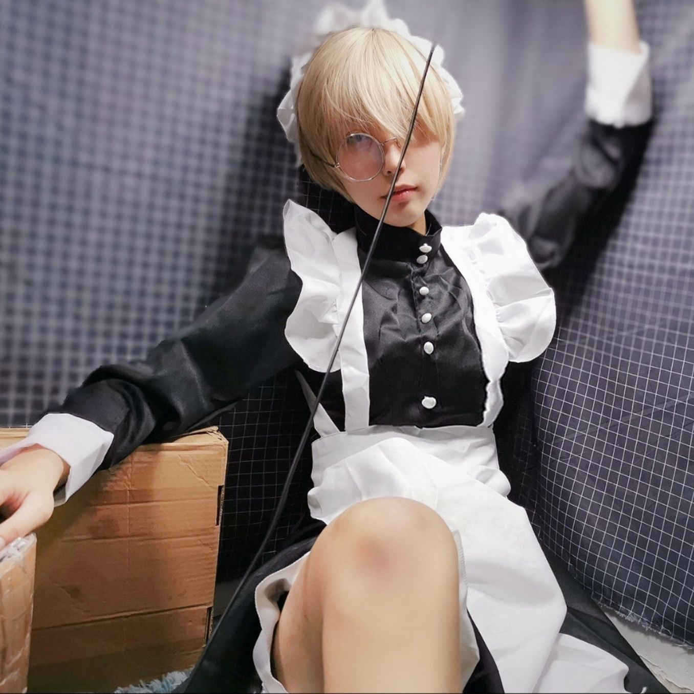 メイド服 執事風フリル付き長袖コスプレ用衣装