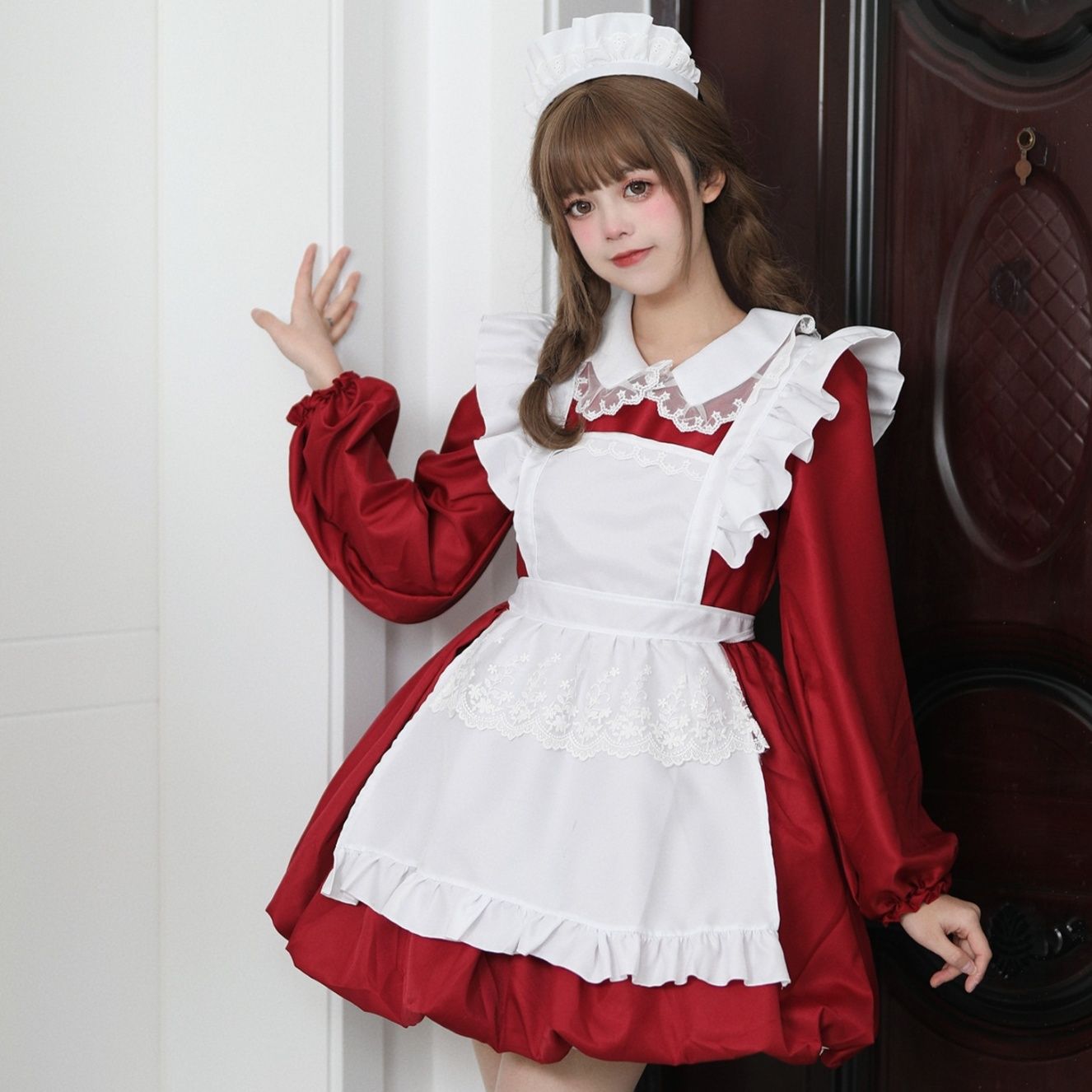 メイド服 フリル襟付きパフスリーブミニ・ショート丈 男女兼用 メンズ対応