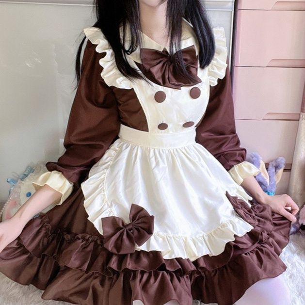 フリルたっぷり水玉模様のロリータメイド服