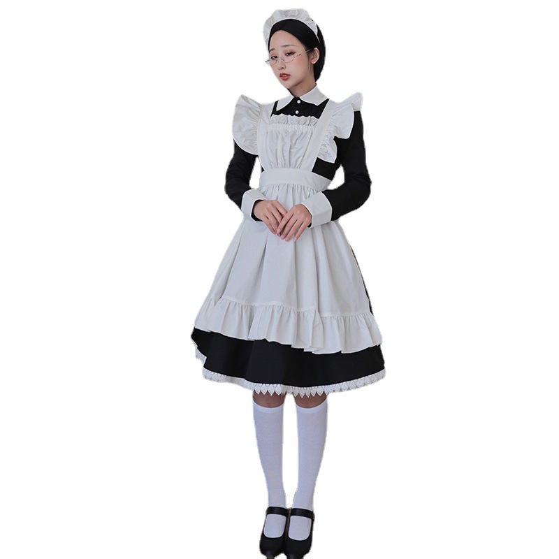 メイド服 クラシカル袖フリル襟付きメイド服セット