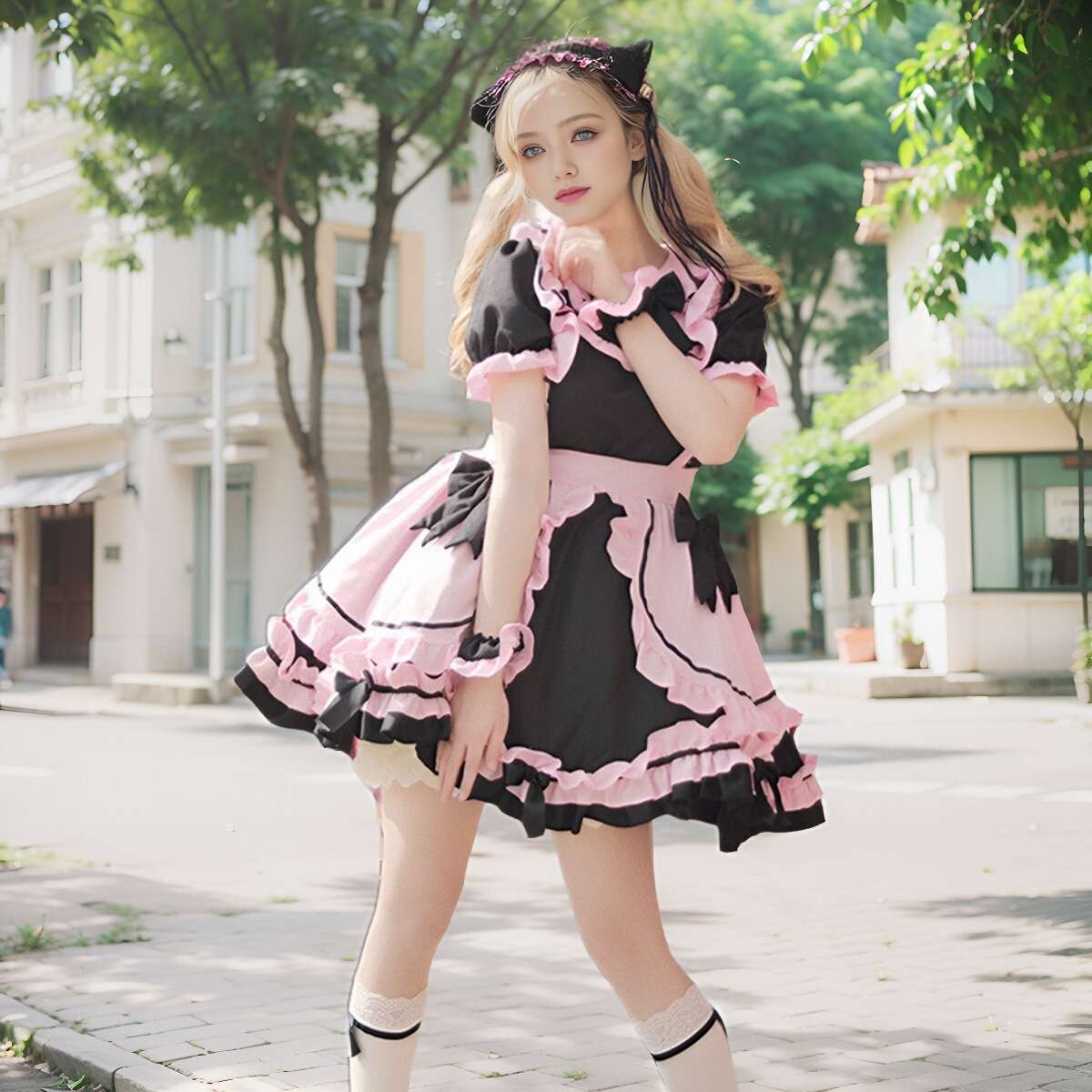 メイド服 ふんわりフリル メイド仮装衣装