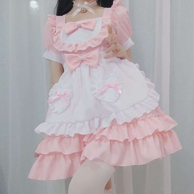 メイド服 フリルたっぷりメイド風ワンピース