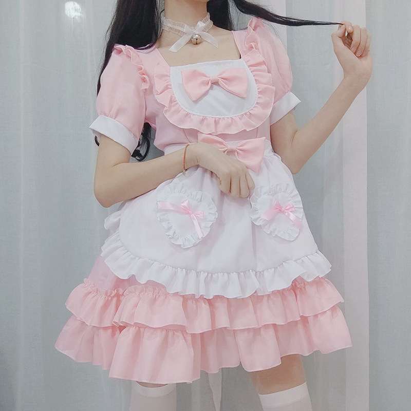 メイド服 フリルたっぷりメイド風ワンピース