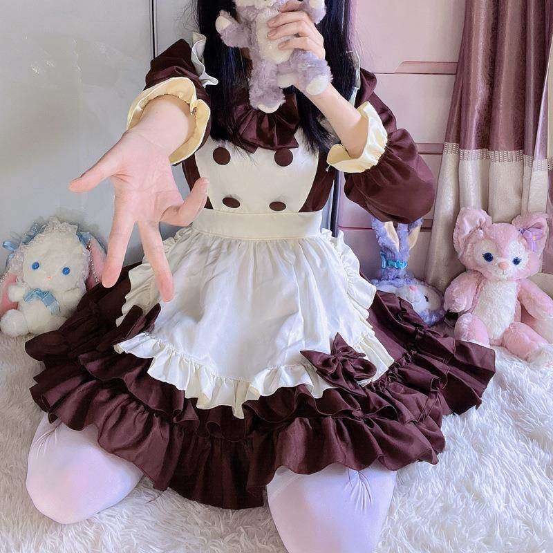 メイド服 フリルたっぷりメイド風ワンピース