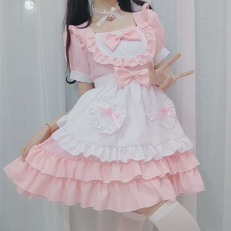 メイド服 フリルたっぷりメイド風ワンピース