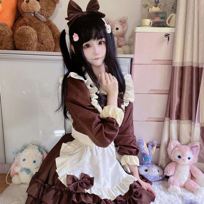 メイド服 フリルたっぷりメイド風ワンピース