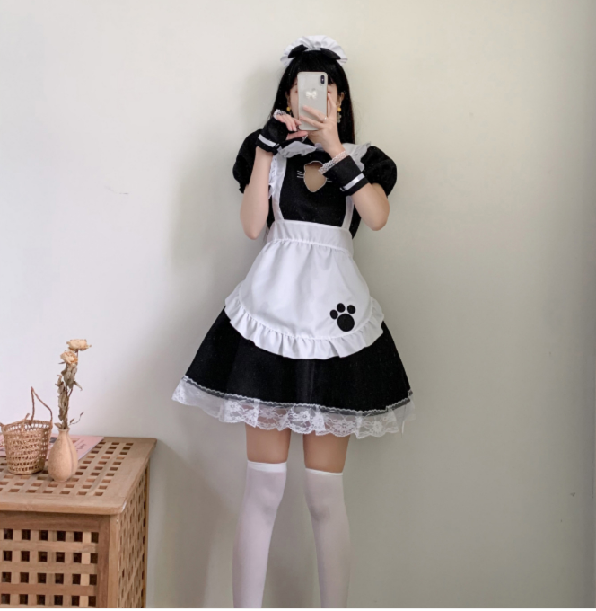 メイド服 肉球模様のメイド服セット