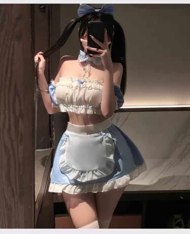 メイド服 フリルたっぷりショート丈メイド服セット