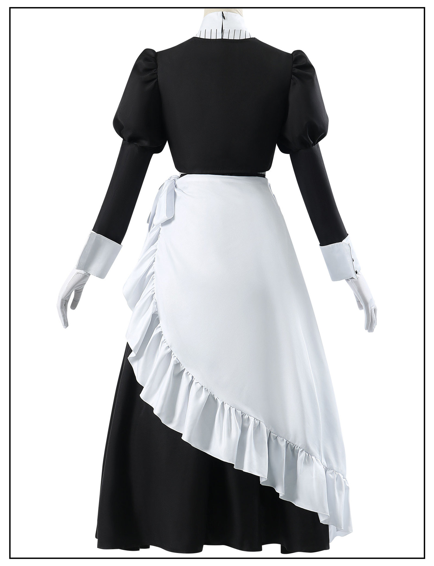 メイド服 宝石飾りリボンとパフスリーブの優雅なメイド服