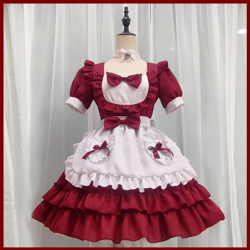 ふんわりフリルメイド服ワンピース