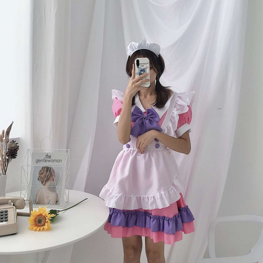 ふんわりメイド服エプロンワンピース