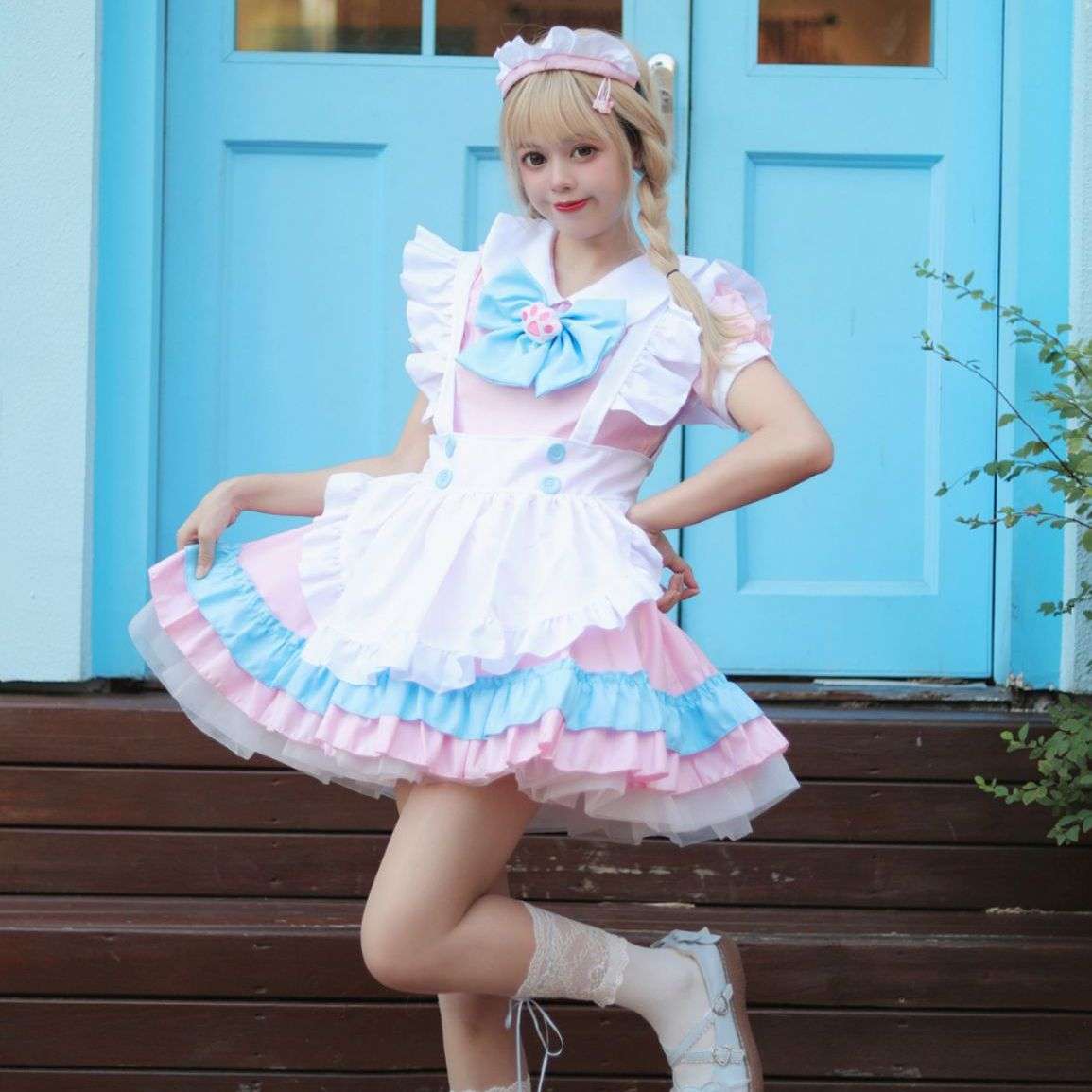 メイド服 ふんわりメイド風フリルワンピース