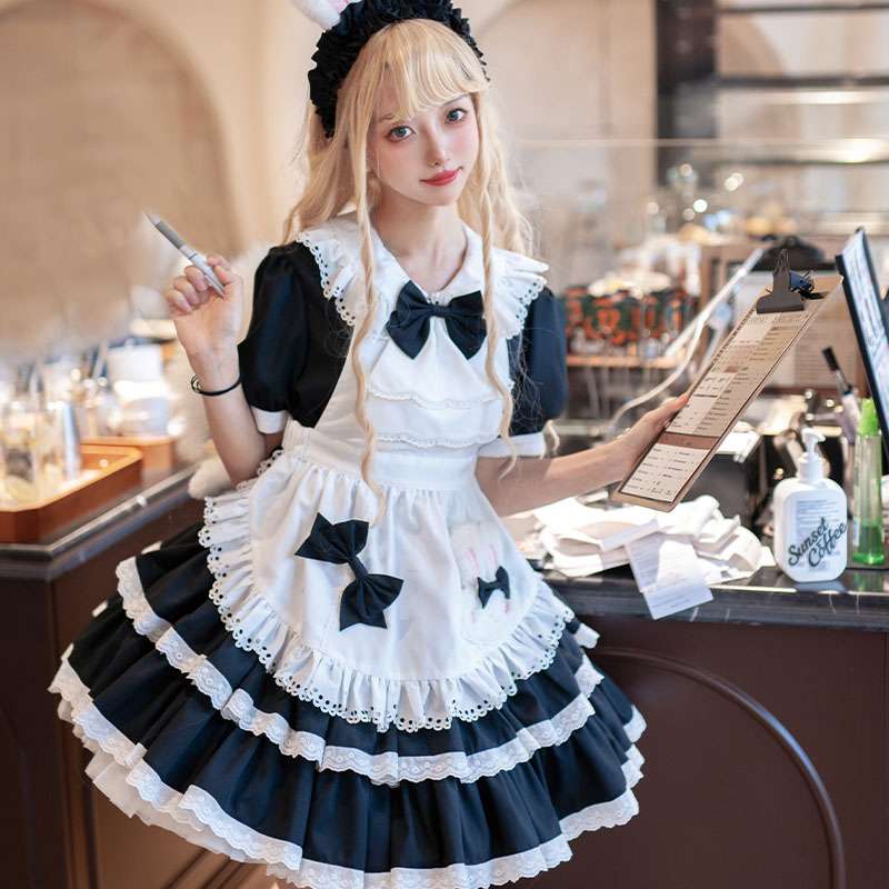 メイド服 ふんわりフリルメイド風ワンピース