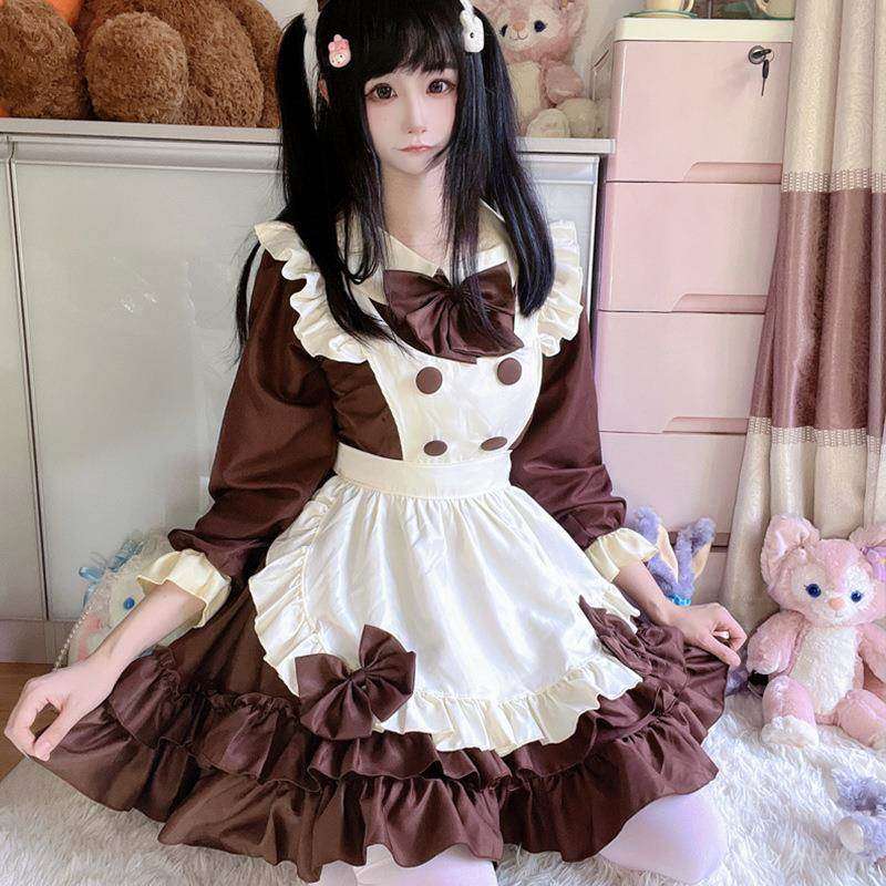 メイド服 フリルたっぷりメイド風ワンピース