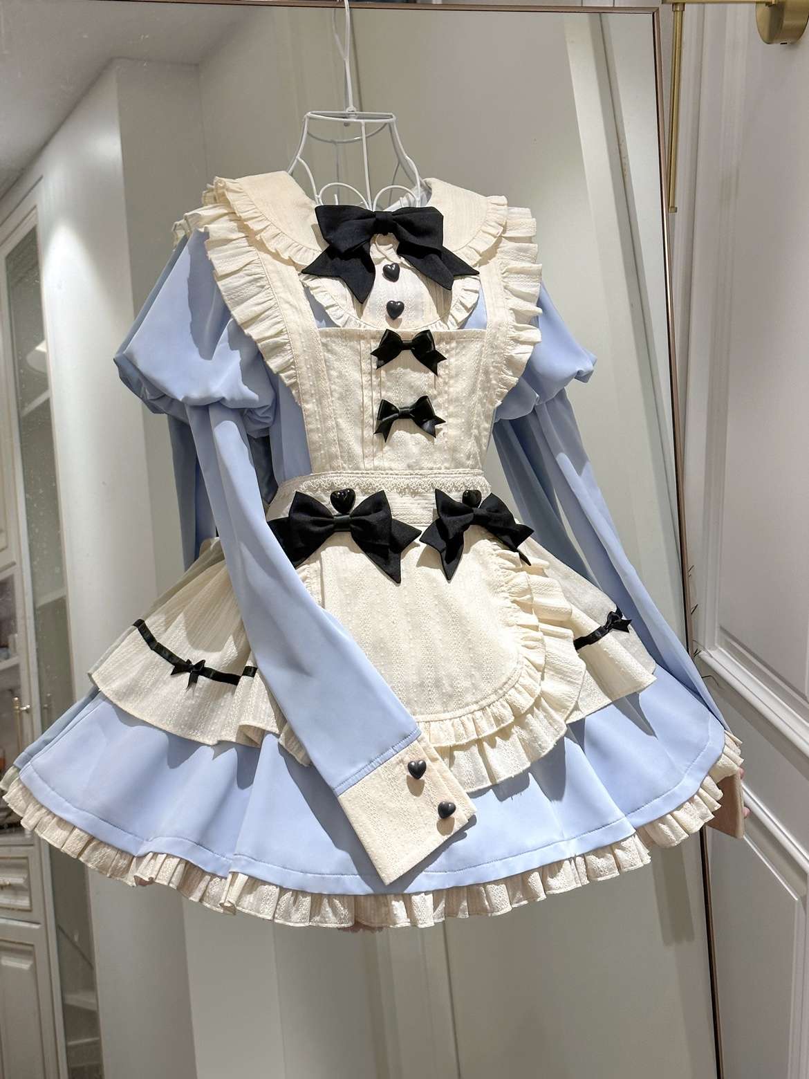 メイド服 リボン飾りメイド風ワンピース