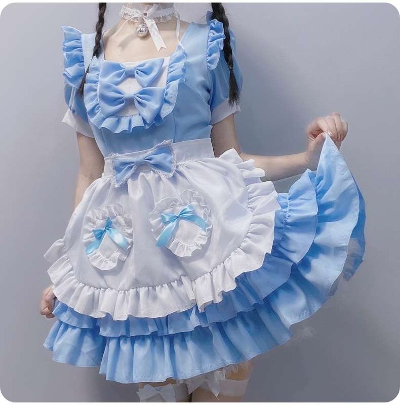 メイド服 フリルいっぱいメイド風ワンピース