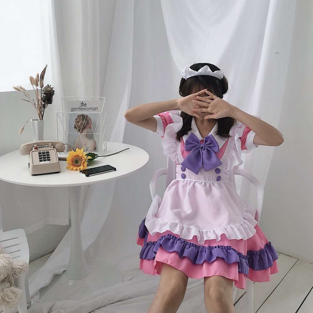 ふんわりメイド服エプロンワンピース