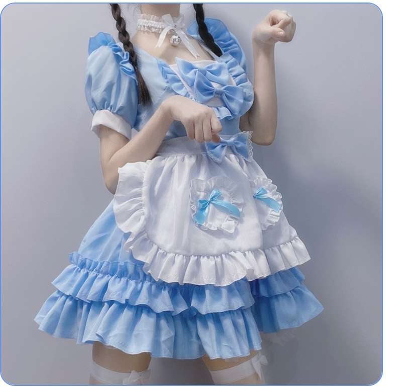 メイド服 フリルいっぱいメイド風ワンピース