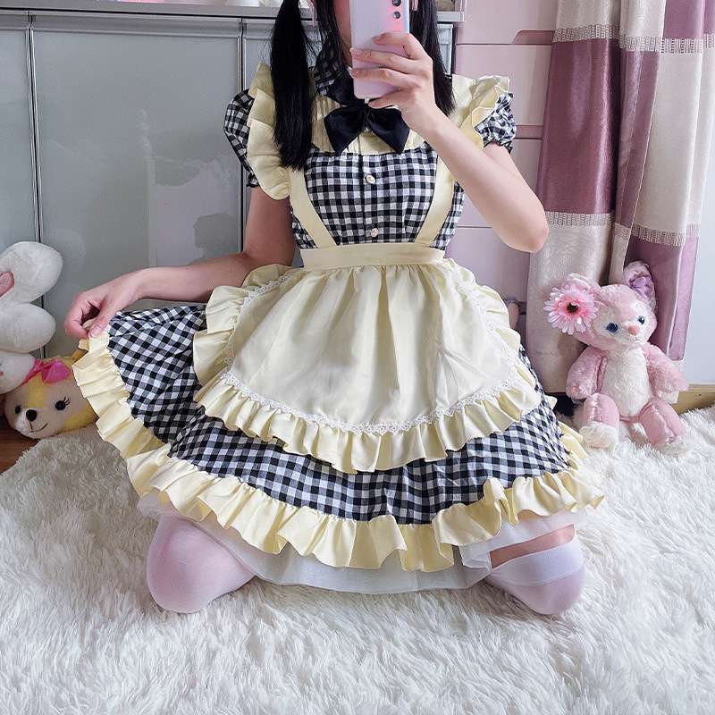 メイド服 フリルたっぷりメイド風ワンピース