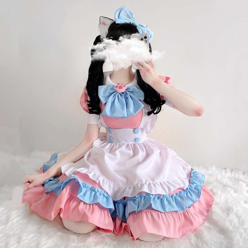 メイド服 フリルたっぷりメイド風ワンピース