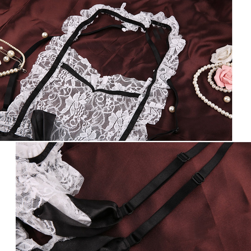 白色レース セクシー系メイド服 大きいサイズ対応