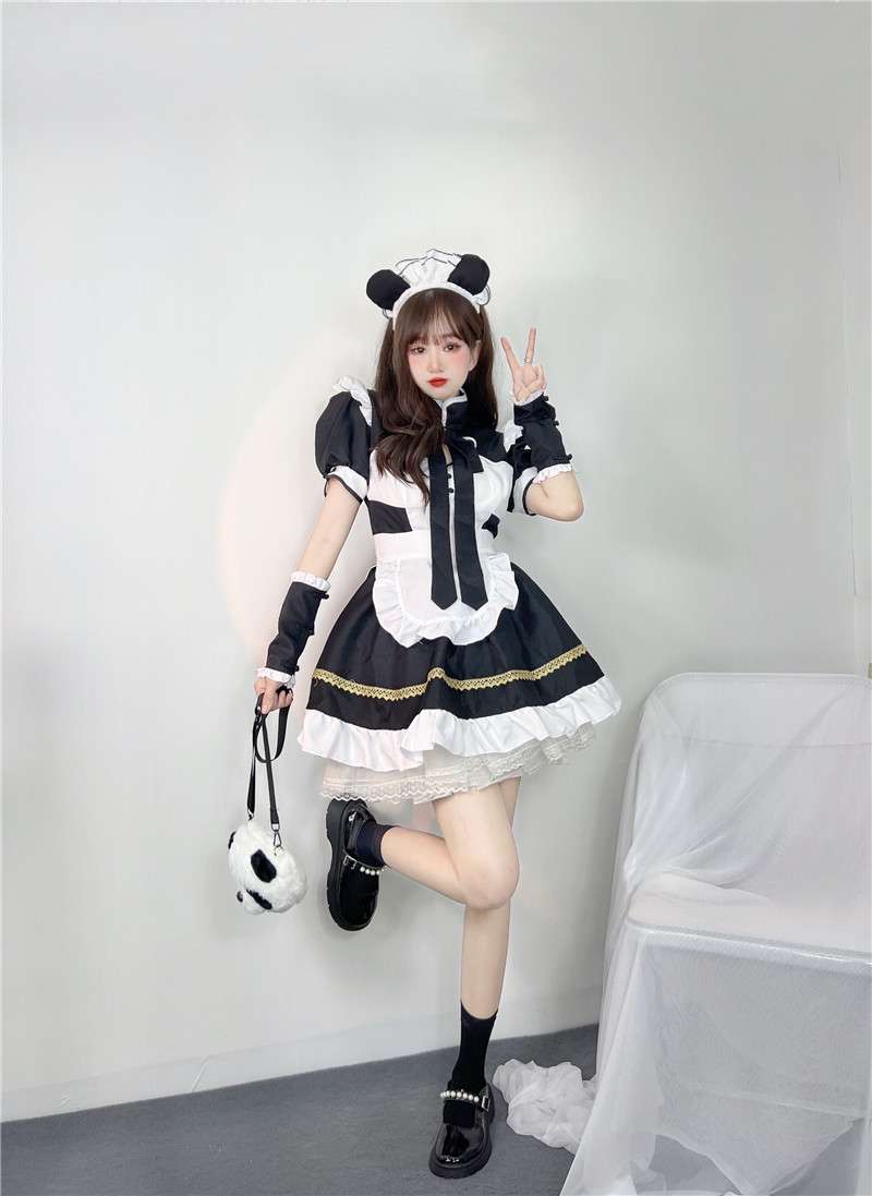 メイド服 レースフリルメイド風ワンピース メイド 服 黒|メイド服専門通販 Maid-mania