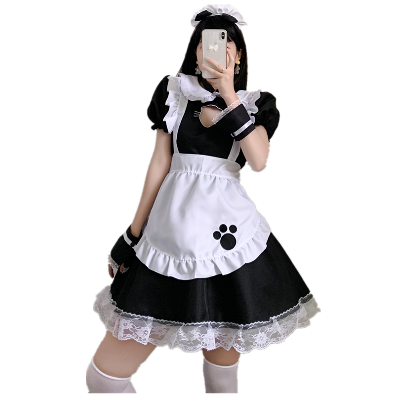 メイド服 肉球模様のメイド服セット