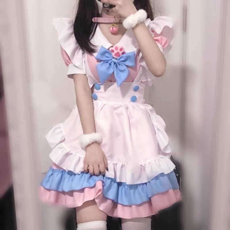 ふんわりレースのメイド服ワンピース