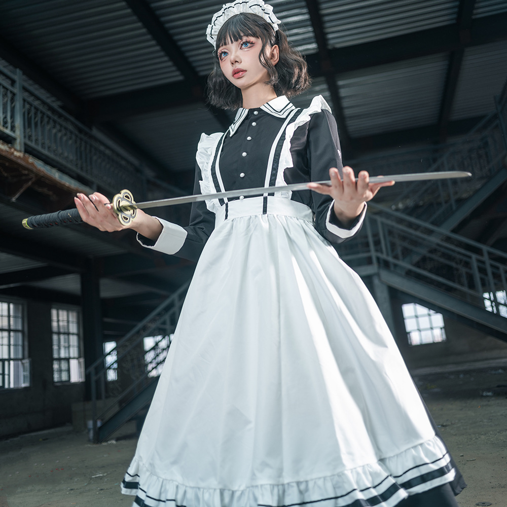 メイド服 襟元装飾長袖クラシカルメイド服