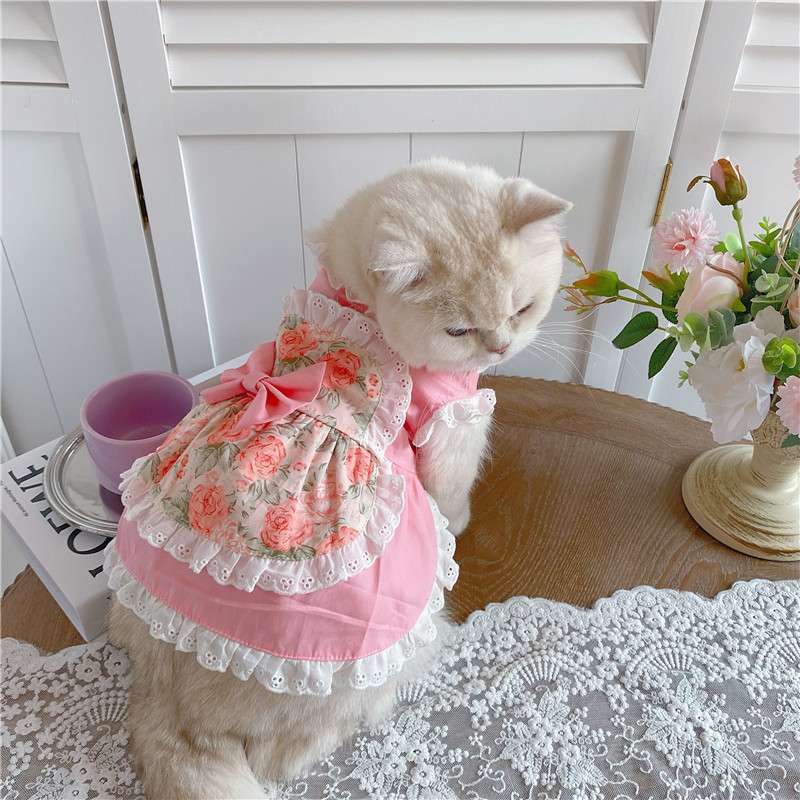 メイド服 猫用フリルメイドワンピース