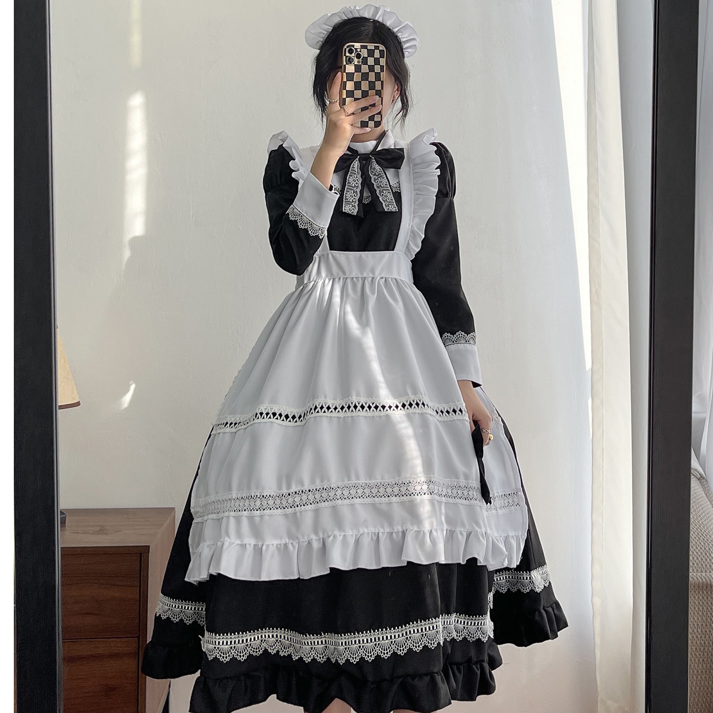 メイド服 クラシカルレース付きロングメイド服セット