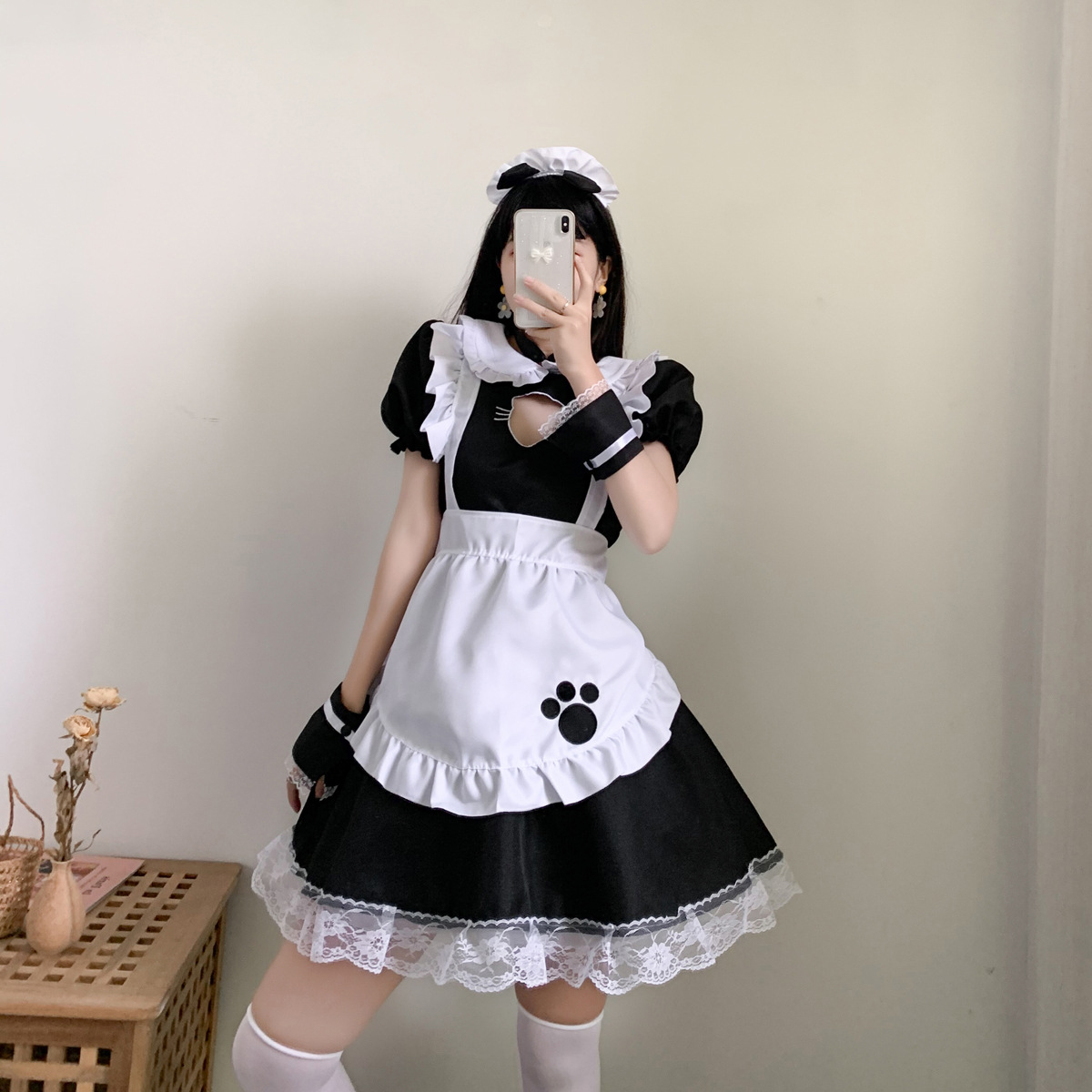 メイド服 肉球模様のメイド服セット