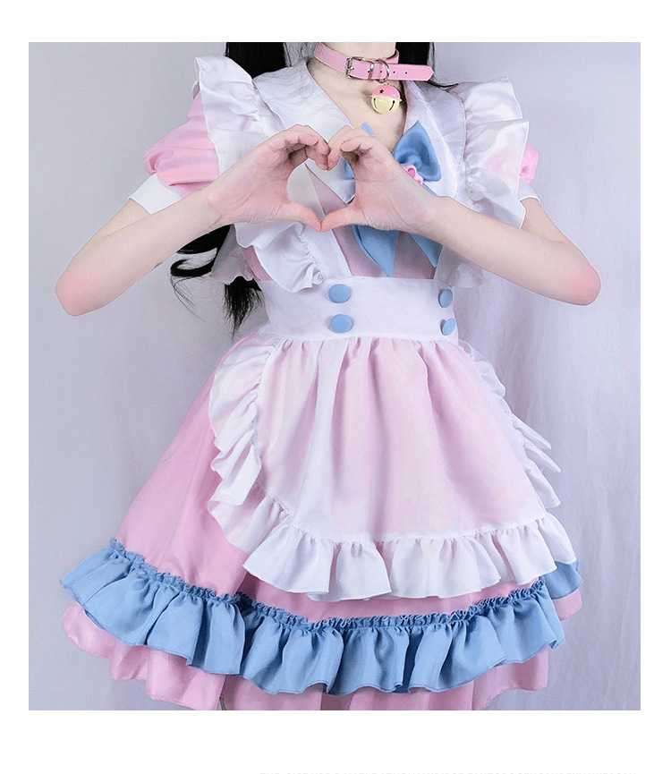 ふんわりレースのメイド服ワンピース