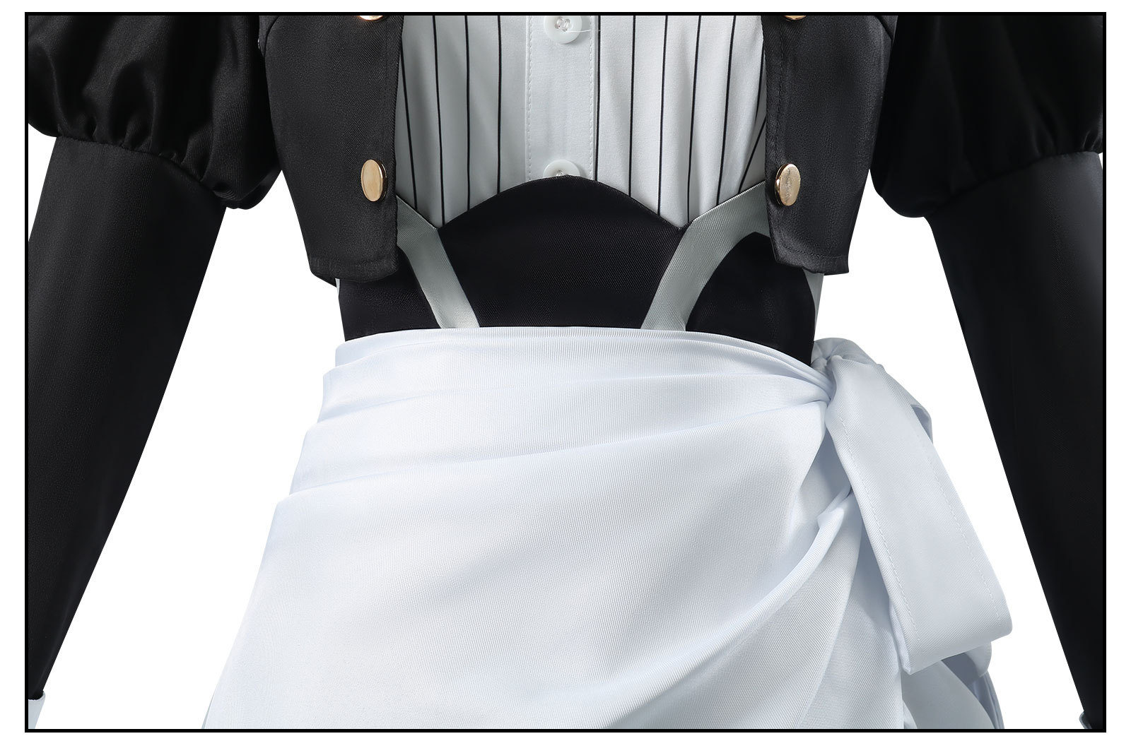 メイド服 宝石飾りリボンとパフスリーブの優雅なメイド服