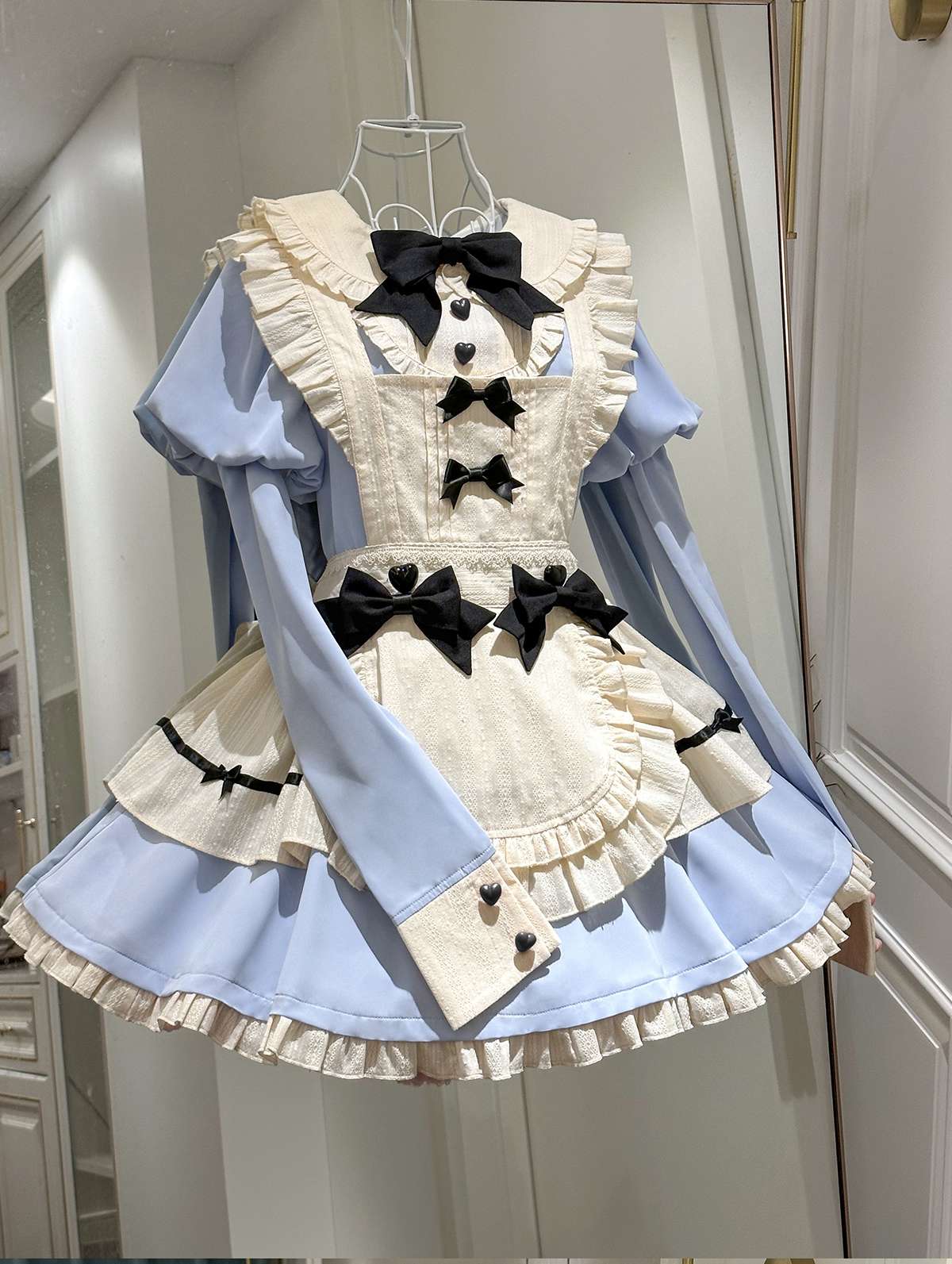 メイド服 リボン飾りメイド風ワンピース