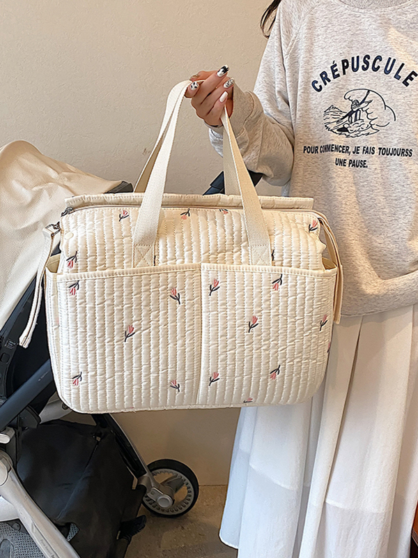 キルティング刺繍トートマザーズバッグ