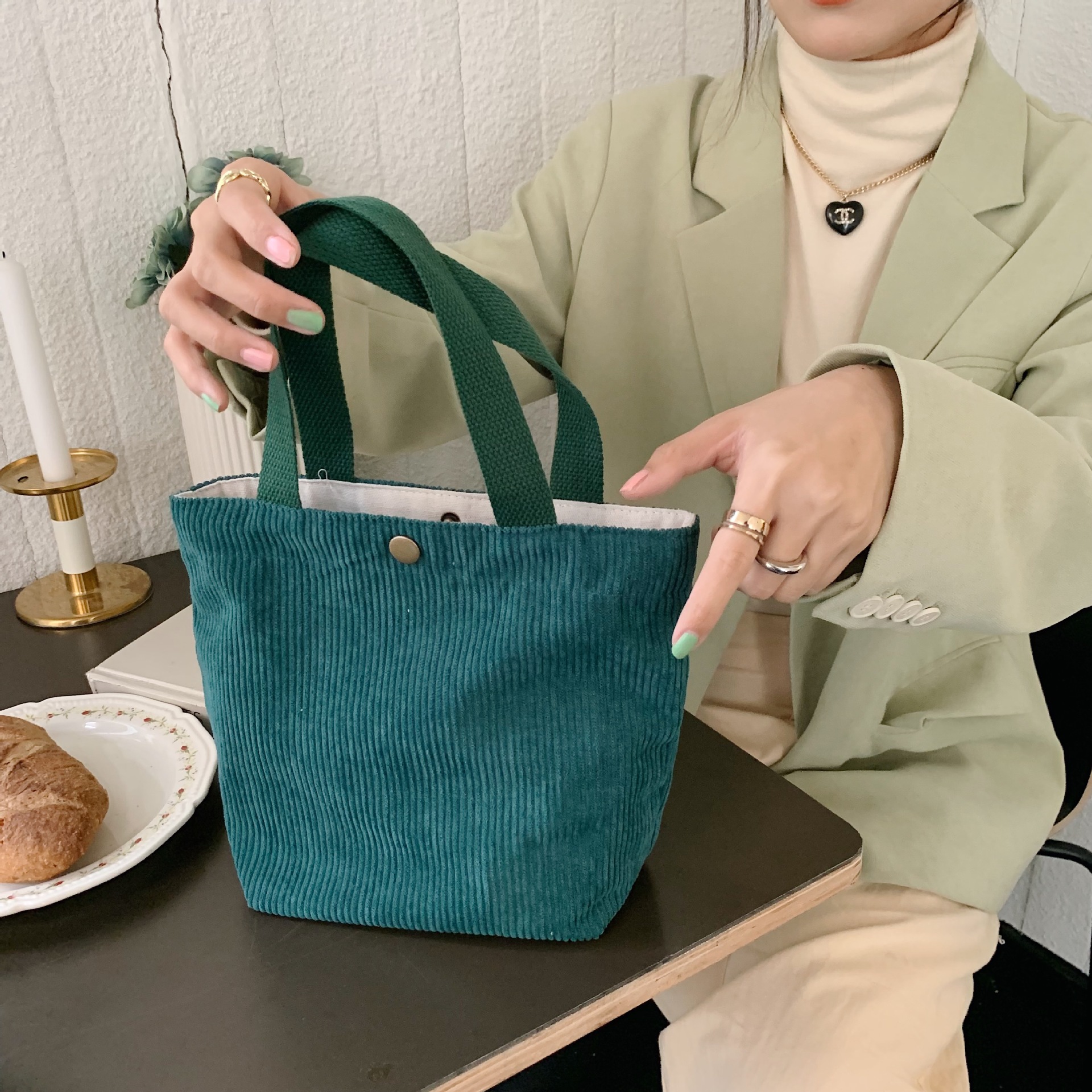 コーデュロイミニトートマザーズバッグ