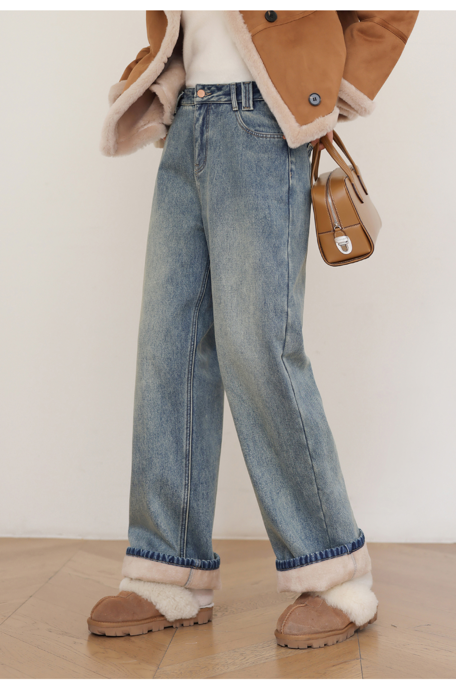 ママコーデ ゆったりストレートデニムパンツ