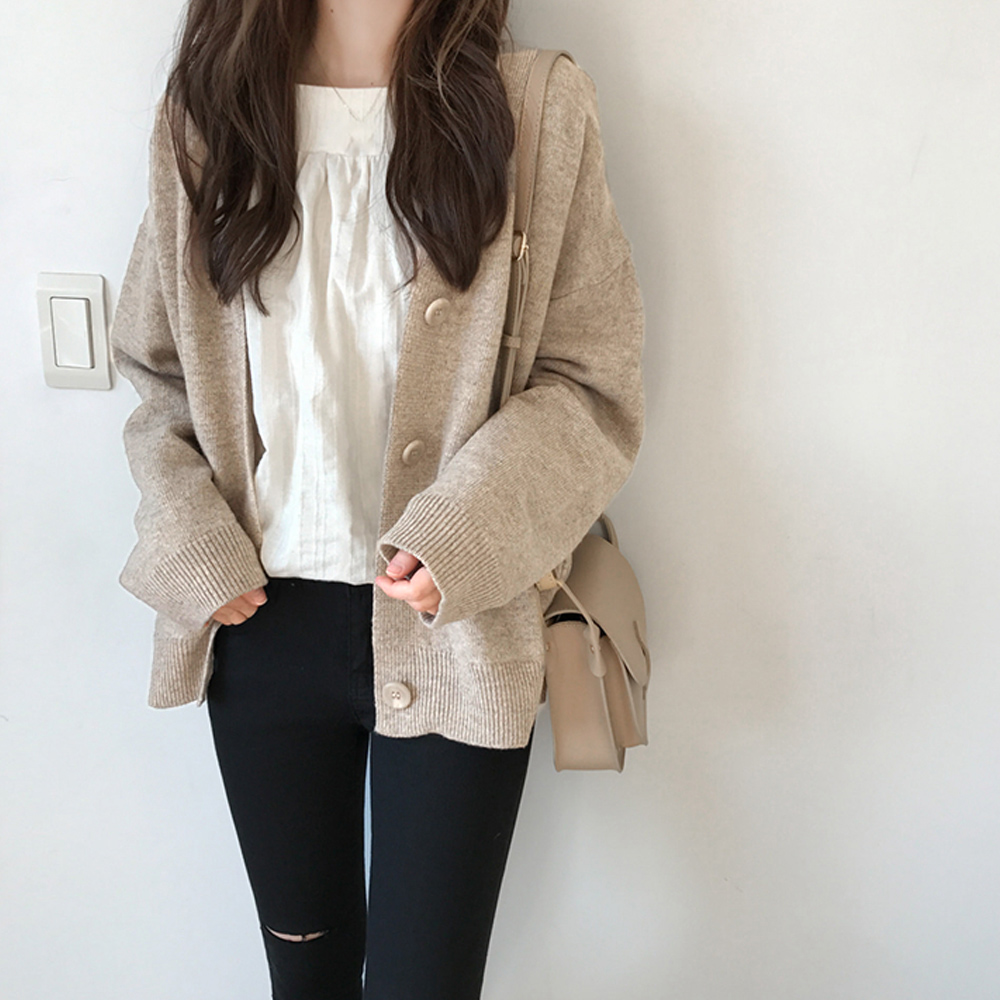ママコーデ 公園散歩に最適ニットカーディガン女性用羽織り