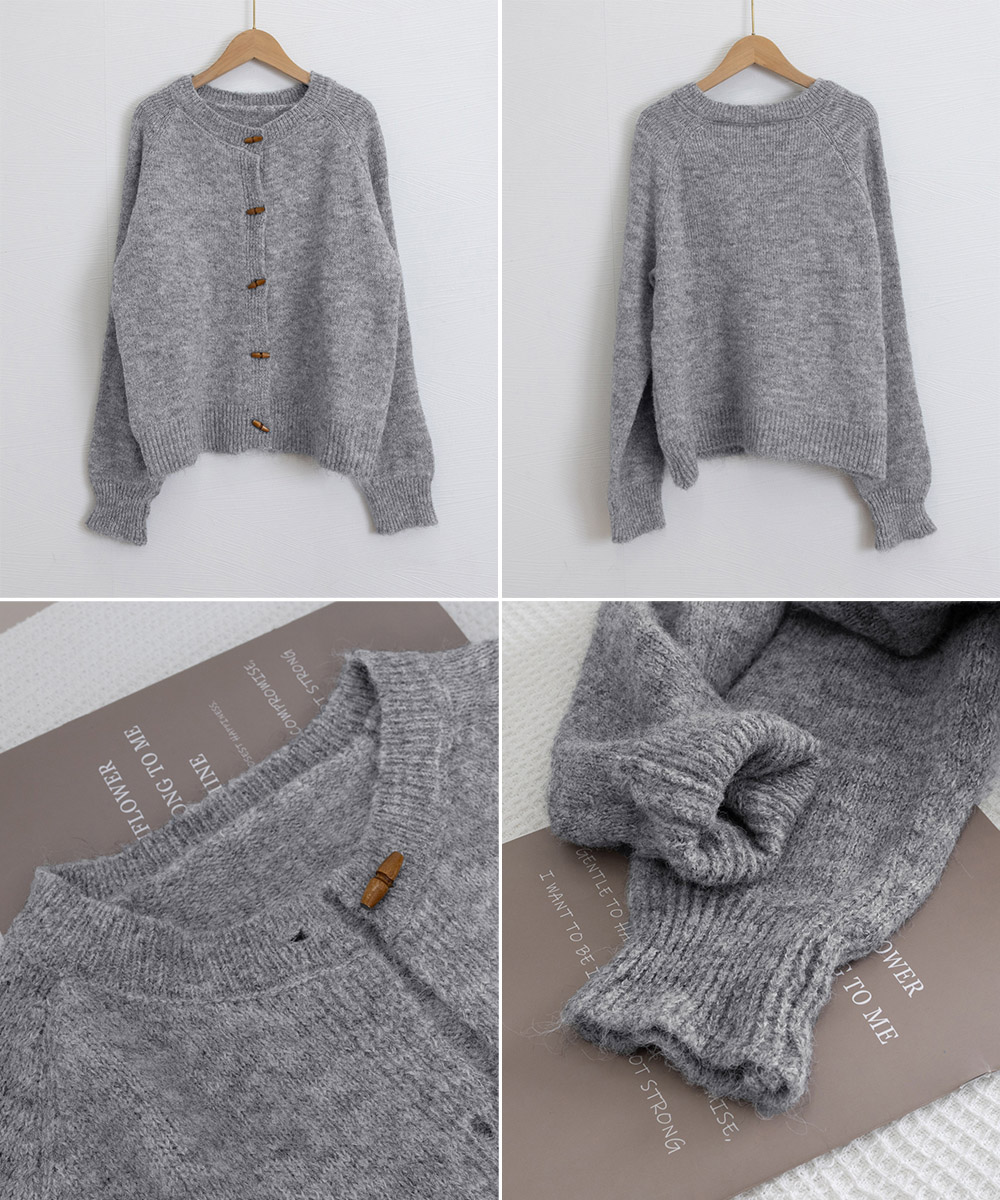 ママコーデ 公園映えトグルボタンニット羽織り長袖秋冬