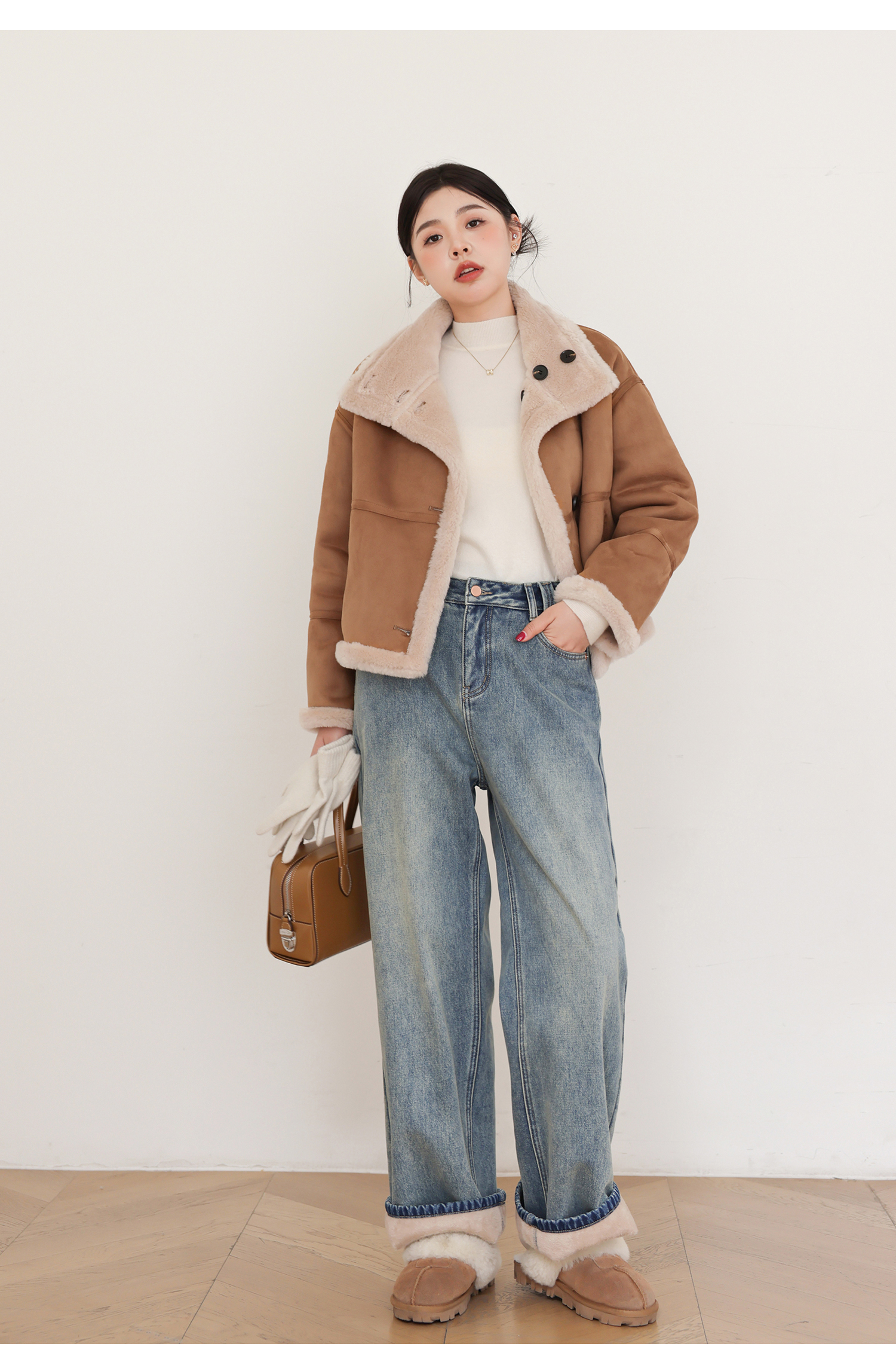 ママコーデ ゆったりストレートデニムパンツ