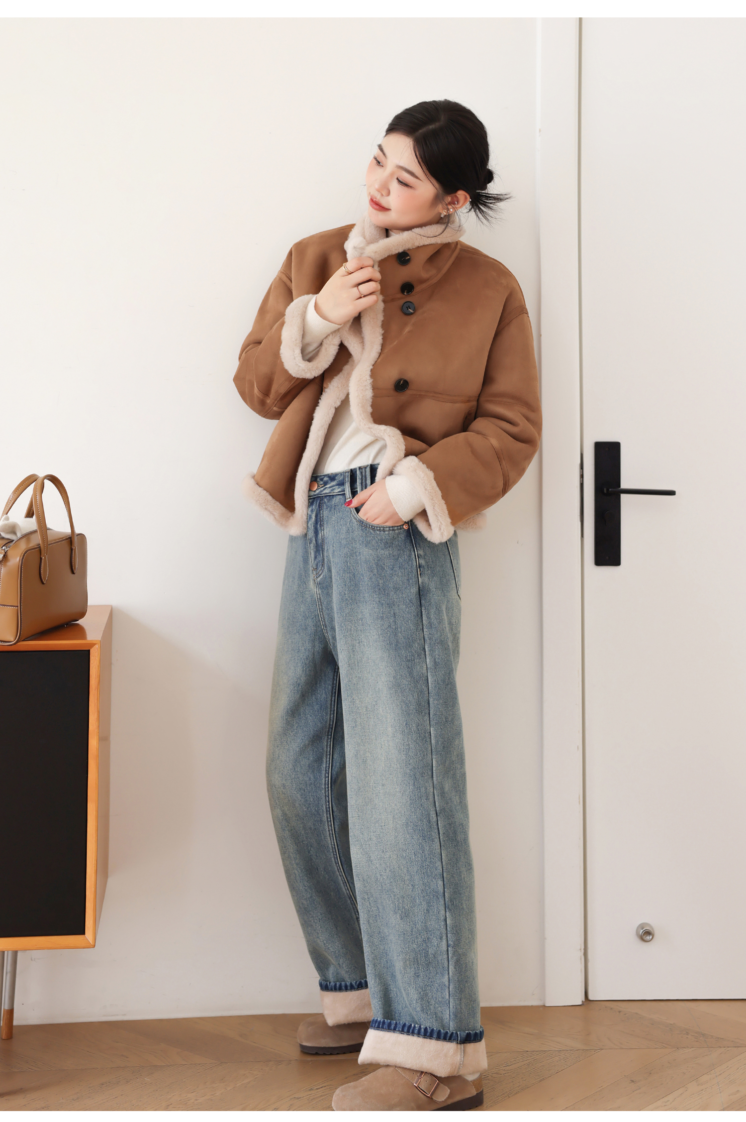 ママコーデ ゆったりストレートデニムパンツ