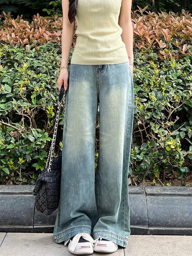 ママコーデ ゆったりワイドデニムパンツ