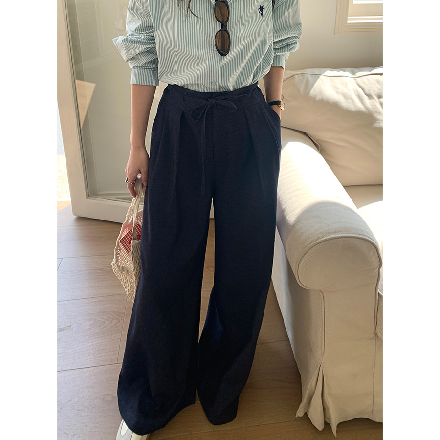 ママコーデ ゆったりリボン付きワイドパンツ