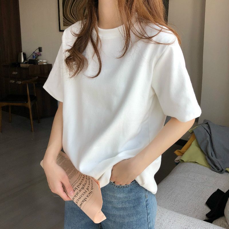 ママコーデ シンプル半袖ルーズフィットトップス
