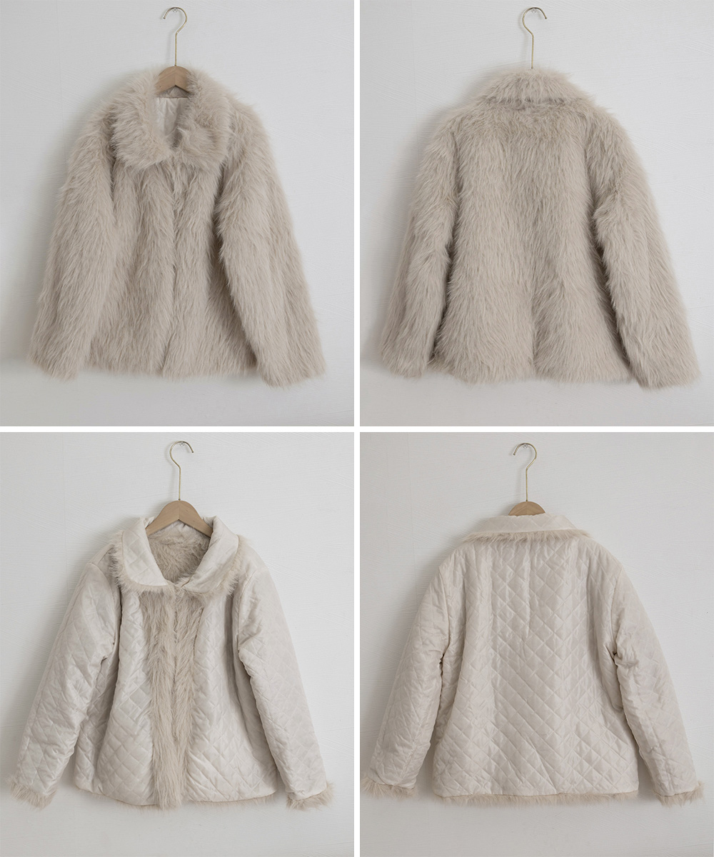 ママコーデ 発表会対応ふわふわもこもこファージャケット大襟