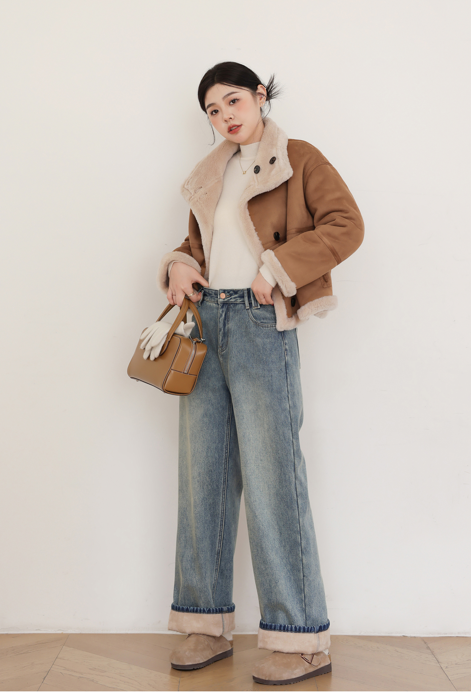 ママコーデ ゆったりストレートデニムパンツ